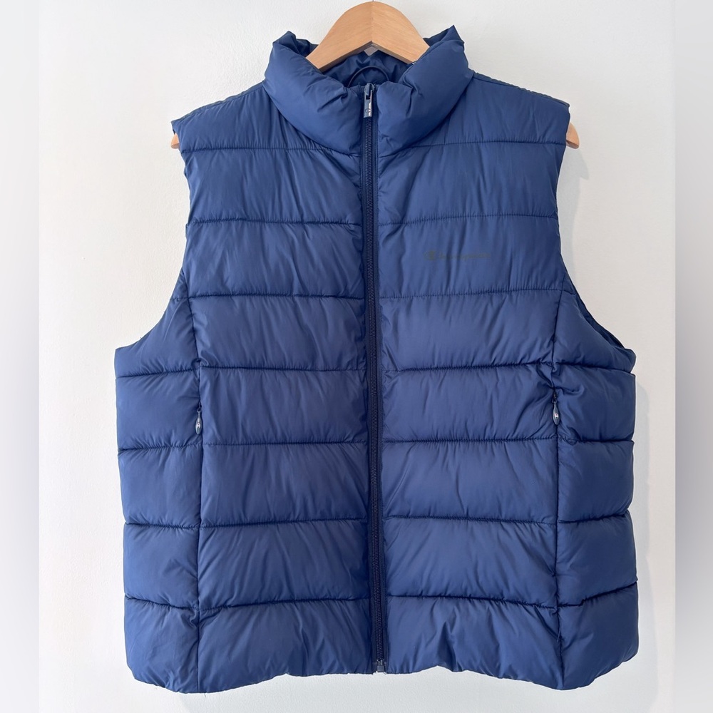 Champion Womens Navy Blue Packable Zip Up Sleeveless Outdoor Puffer Vest Size XL